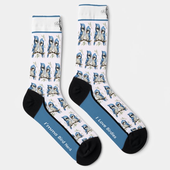 Chaussette Chaussettes Oiseaux Geai Bleu Bizarres (Droite)