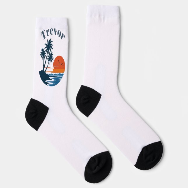 Chaussette Chaussettes Palm Tree Sunset Beach Crew (Droite)