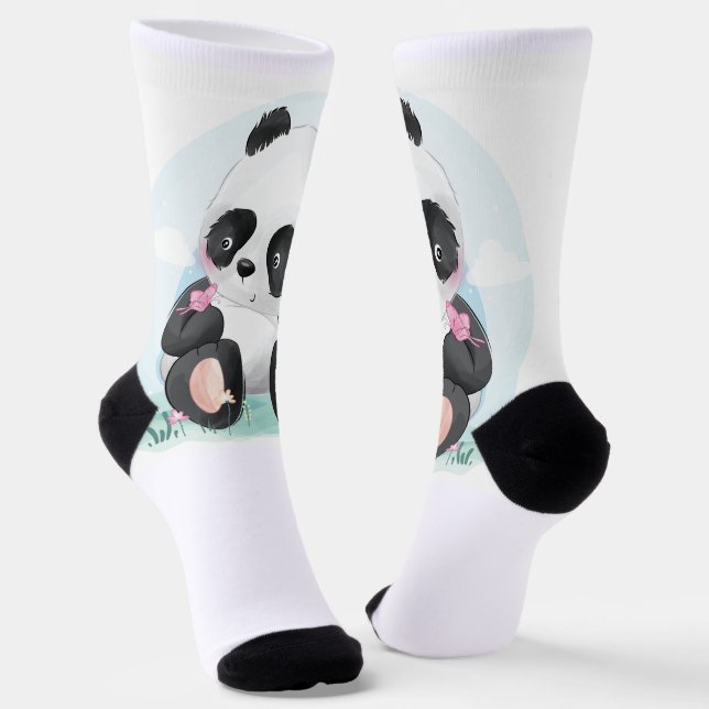 Chaussette Chaussettes Panda Cute Noir & Blanc (Angulaire)