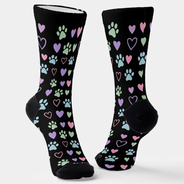 Chaussette Chaussettes Pastel Pawprints & Hearts (Angulaire)
