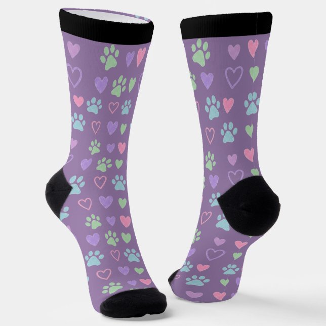 Chaussette Chaussettes Pastel Pawprints & Hearts (Angulaire)