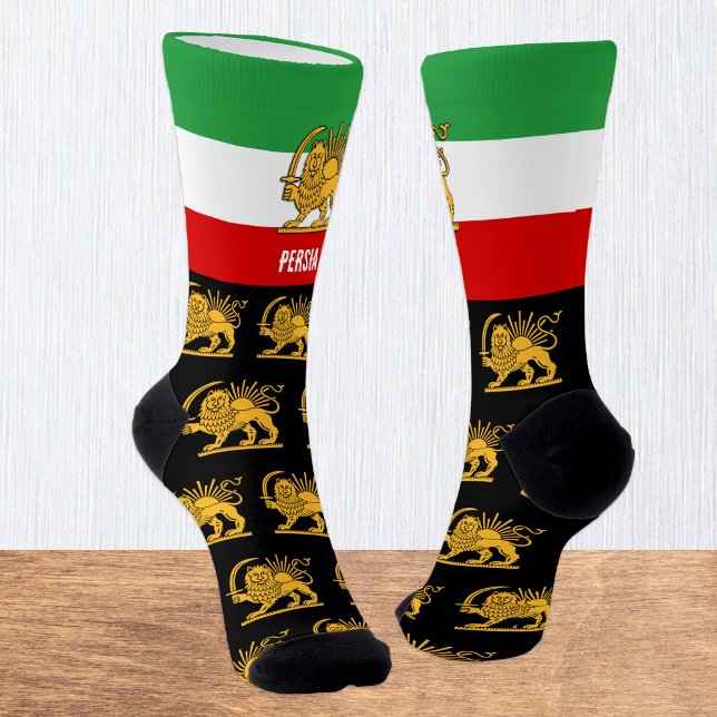 Chaussette Chaussettes Perse, drapeau persan avec Lion /Shah  (Persia Lion Flag Socks / Iran)
