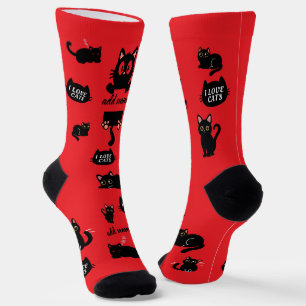 Chaussette Chaussettes Personnalisées Chat Noir - Cadeau Pers