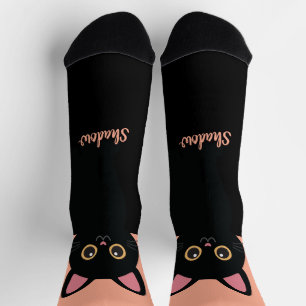 Chaussette Chaussettes Personnalisées Chat Noir - Cadeau pour