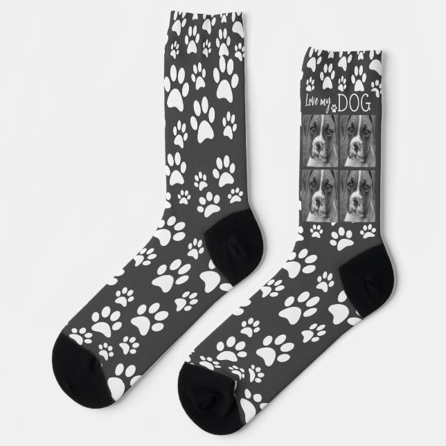 Chaussette Chaussettes personnalisées en noir et blanc - Phot (Gauche)