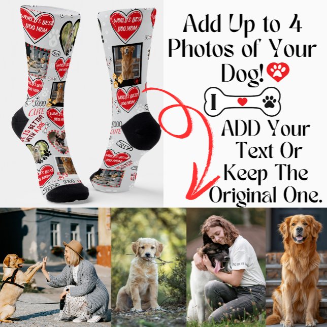Chaussette Chaussettes personnalisées, Photo personnalisée Ch (World's Best Dog Mom SOCKS, DOG LOVER SOCKS)