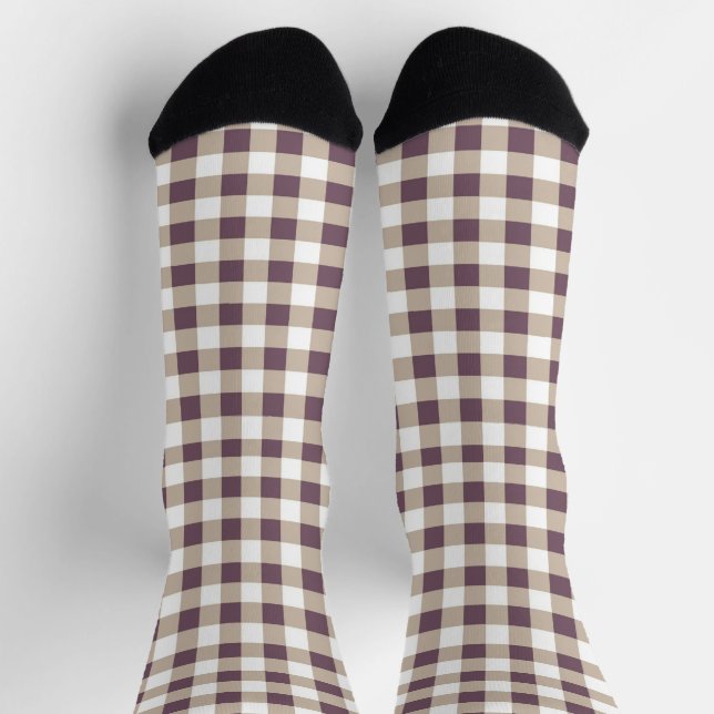 Chaussette Chaussettes Plum Buffalo Plaid pour un style de va (Haut)
