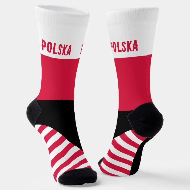 Chaussette Chaussettes Pologne, couleurs du drapeau polonais  (Angulaire)