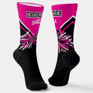 Chaussette Chaussettes Pom-pom girl roses, blanches et noires