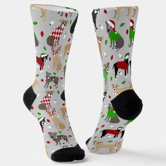 Chaussette Chaussettes pour chiens Pitbull de Noël (Angulaire)