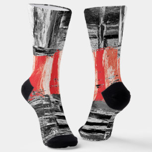 Chaussette Chaussettes pour équipage – Dessin abstrait Red Pu