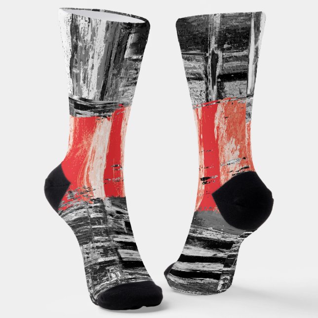 Chaussette Chaussettes pour équipage – Dessin abstrait Red Pu (Angulaire)