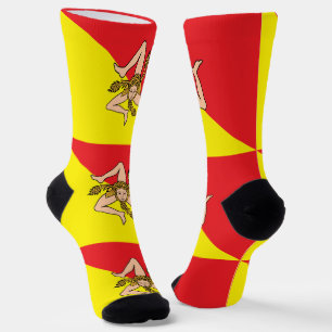 Chaussette Chaussettes pour hommes avec drapeau de la Sicile,