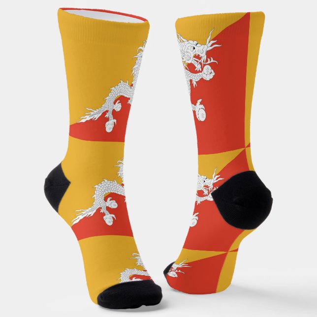 Chaussette Chaussettes pour hommes avec drapeau du Bhoutan (Angulaire)