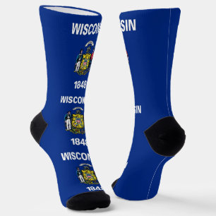 Chaussette Chaussettes pour hommes avec drapeau du Wisconsin,