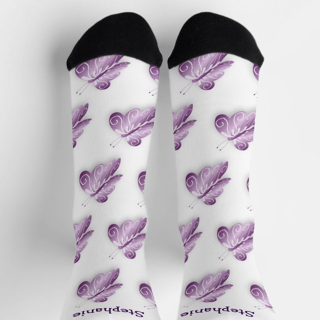 Chaussette Chaussettes Purple Papillon Design (Haut)