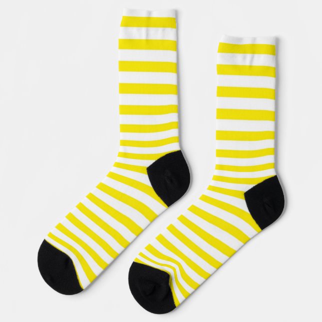 Chaussette Chaussettes rayées citron jaune et blanc (Gauche)