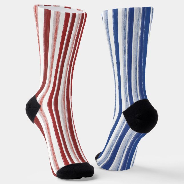Chaussette Chaussettes rayées dépareillées patriotiques amusa (Angulaire)