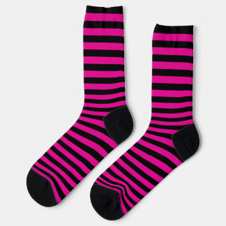 Chaussette Chaussettes rayées noires et roses classiques