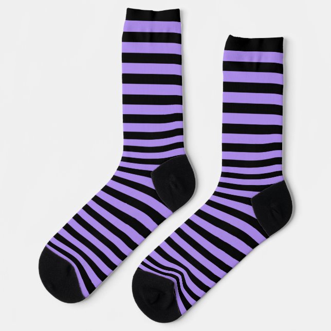 Chaussette Chaussettes rayées noires et violettes classiques (Gauche)