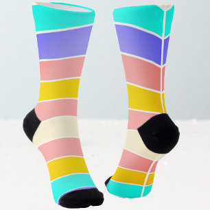 Chaussette Chaussettes rayées turquoise jaune rose colorées