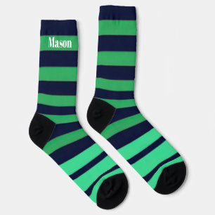 Chaussette Chaussettes rayées vert bleu pour hommes ou femmes