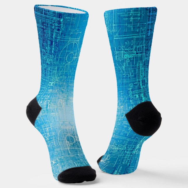 Chaussette Chaussettes Retro Blueprint - Style Confort (Angulaire)