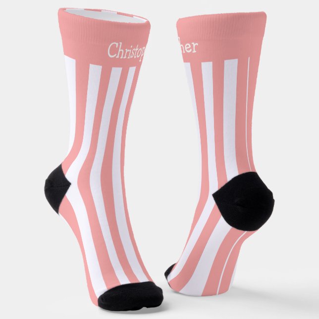 Chaussette Chaussettes Rose Et Blancs Design (Angulaire)