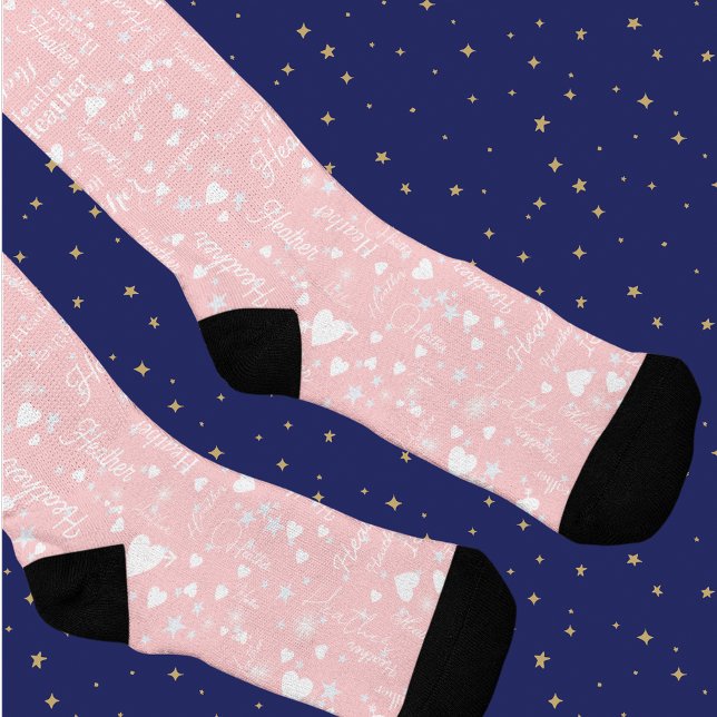 Chaussette Chaussettes rose pâle mignonnes avec étoiles et co (Créateur téléchargé)