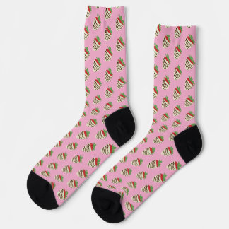 Chaussette Chaussettes roses fraise recouvertes de chocolat b