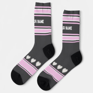 Chaussette Chaussettes roses, grises, blanches au nom du cœur