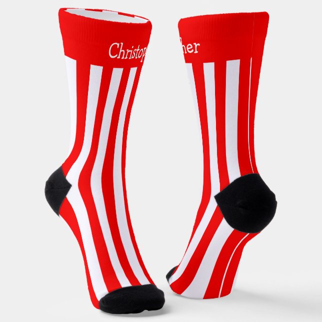 Chaussette Chaussettes Rouge Et Blancs Design (Angulaire)