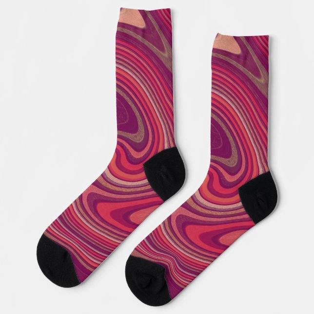 Chaussette Chaussettes Rouge Rose Violet Art Crazy (Gauche)