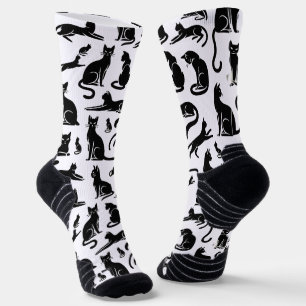 Chaussette Chaussettes Silhouette Chat Noir Élégantes