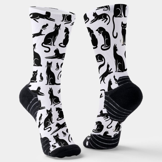 Chaussette Chaussettes Silhouette Chat Noir Élégantes (Angulaire)