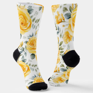Chaussette Chaussettes Symboles Roses Jaunes et RX