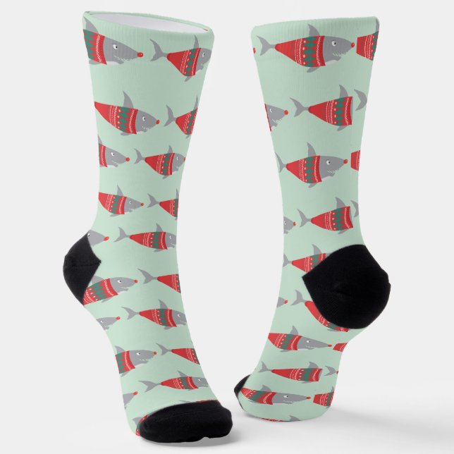 Chaussette Chaussettes tout-dessus pour requin de Noël amusan (Angulaire)
