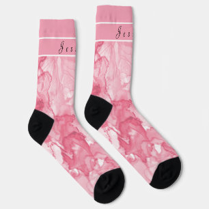 Chaussette Chaussettes Tout-Sur-Imprimé Pink & Blanc Doux À E