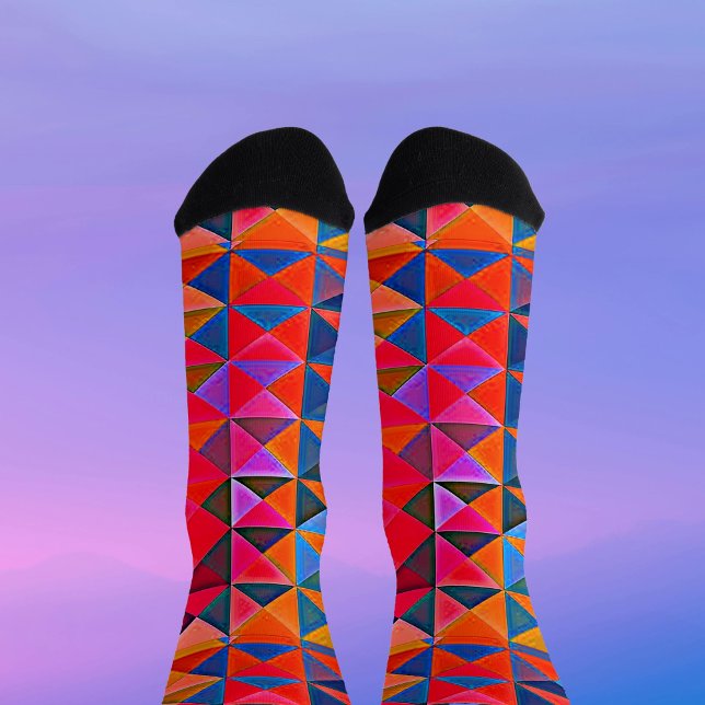 Chaussette Chaussettes Triangle multicolore Op-Art Rétro (Créateur téléchargé)