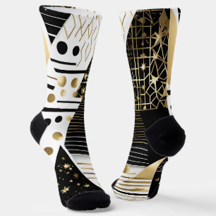 Chaussette chaussettes triangles or et noir abstraits
