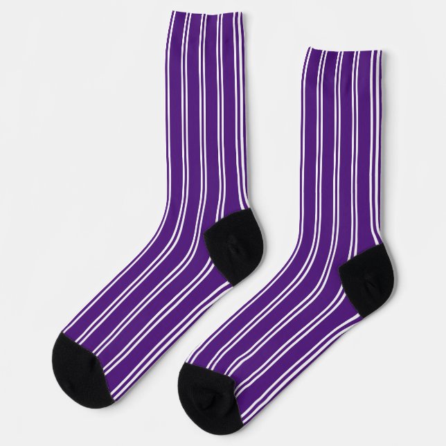 Chaussette Chaussettes Verticales Blanches Violettes Traditio (Gauche)