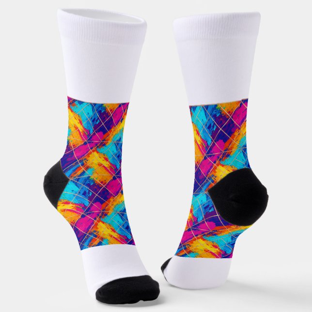 Chaussette Chaussettes Vibrantes à Éclaboussures de Couleurs  (Angulaire)