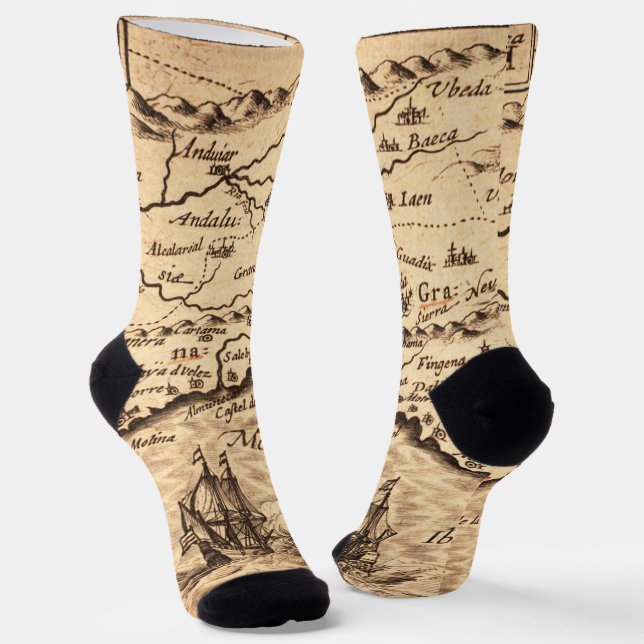 Chaussette Chaussettes Vintage Map Crew (Angulaire)