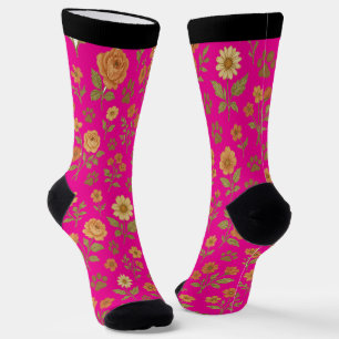 Chaussette Chaussettes vintages Empreintes de pattes florales