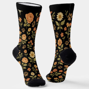 Chaussette Chaussettes vintages Empreintes de pattes florales