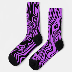 Chaussette Chaussettes violettes noires Vagues Abstraites Cou