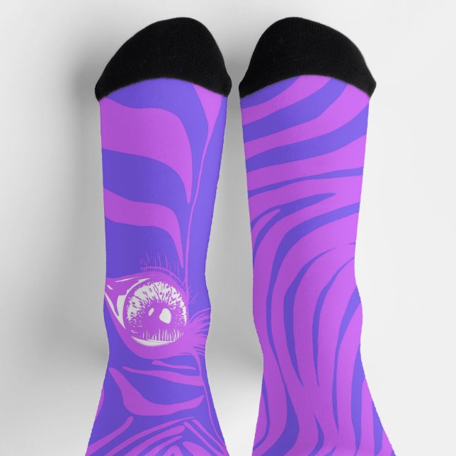 Chaussette Chaussettes Zèbre Discordantes Violet Pourpre (Haut)