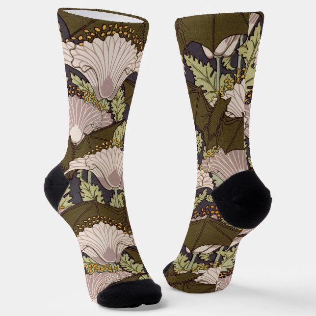 Chaussette Chauves-souris et pavots, Animal & Floral Design A (Angulaire)
