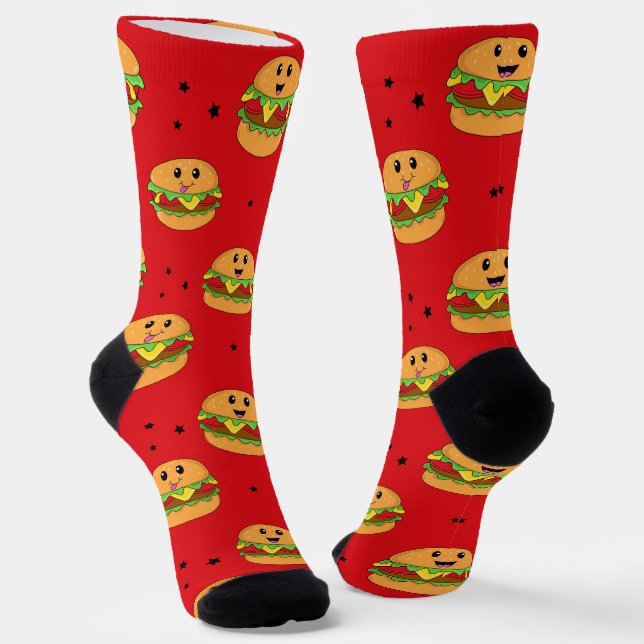 Chaussette Cheeseburger mignon à motif (Angulaire)