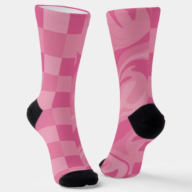 Chaussette Chèques et persiennes - Rose (Angulaire)